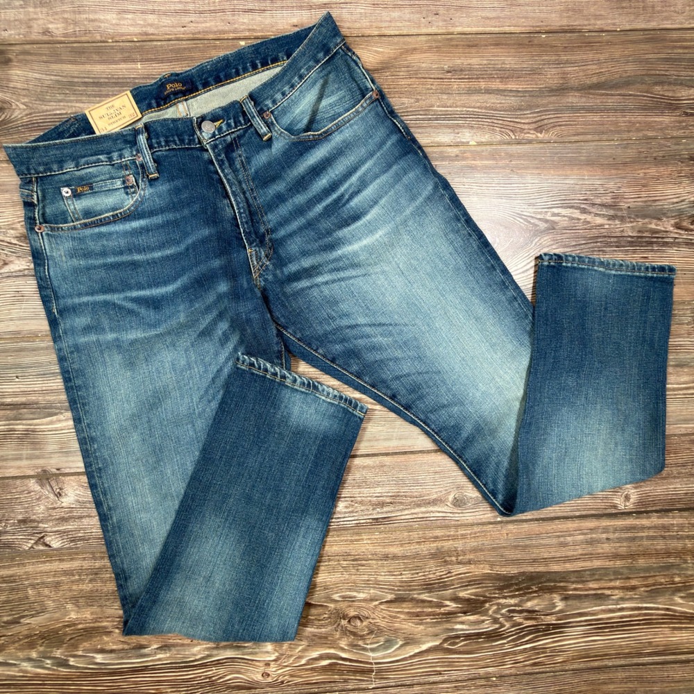 Polo Ralph Lauren Mens 34x32 Sullivan Slim Stretch Jeans Blue Medium Wash NEW